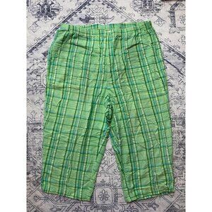 Vintage Green Plaid Blair Womens Cropped Pants Large 100% Cotton Lightweight